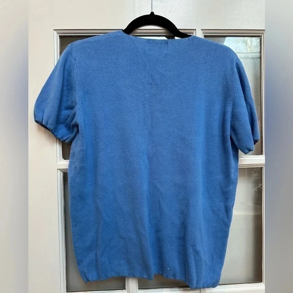 Vintage Jenny Floral Embroidery Beaded Blue Button Down Cardigan Sweater Size XL - Picture 2 of 9